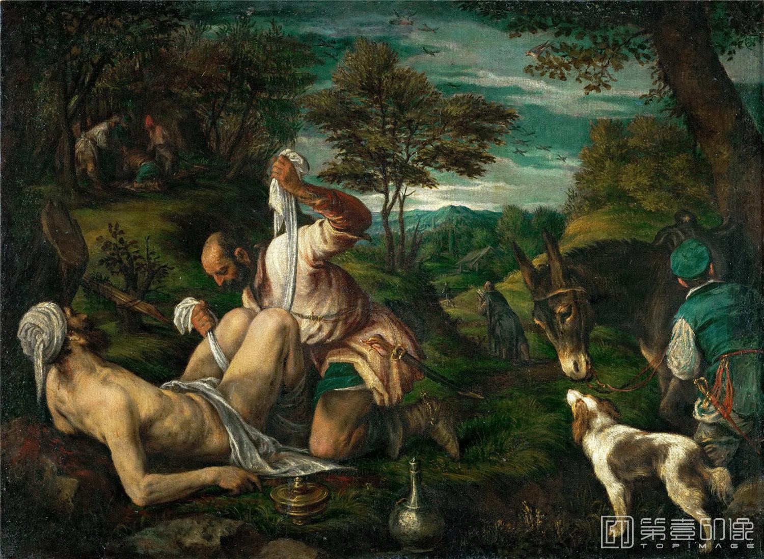 油画-奥地利维也纳艺术史博物馆-Francesco Bassano IIParable of the Good Samaritan-238